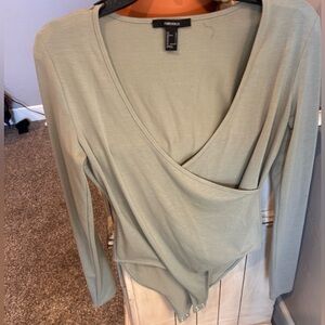Forever 21 Sage Green Wrap Bodysuit